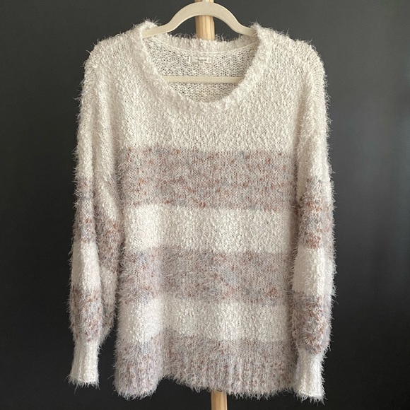 Stripe Lantern Sleeve Pullover Sweater - Picture 2 of 8